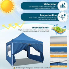 HOTEEL 10x10 Pop Up Canopy , UPF 50+ Easy Setup Canopy Tent Waterproof Outdoor Instant Portable Shelter with 4 Removable Sidewalls, Sandbags, Stakes & Ropes for Party, Events, Vendor