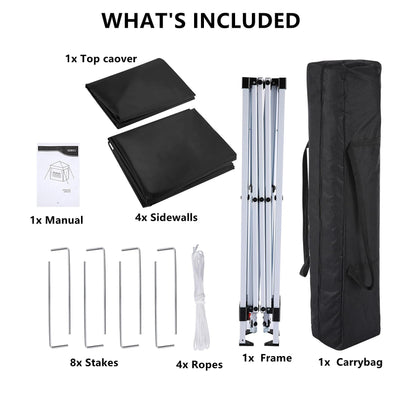 COBIZI 10'x10' Pop up & Protable Canopy Tent with 6 Sidewall & Carry Bag, Black SPC202