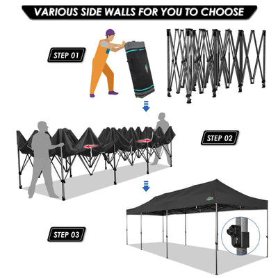 COBIZI 10'x30' Canopy Heavy Duty Pop Up Canopy Tent Outdoor Gazebo Shelter Large Tent for Party Camping