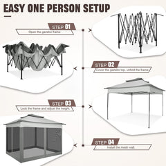 Outdoor Canopy Gazebo 11x11 Pop Up Gazebo Patio Gazebo with Mosquito Netting Outdoor Canopy Shelter
