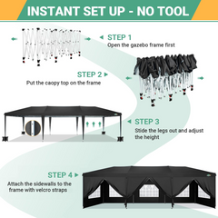 COBIZI 13‘ x 26' Heavy Duty Pop up Canopy with 6 Sidewalls, 2 Height Adjustable Commercial Tent,100% Waterproof Party Wedding Tent,Outdoor Gazebo with Wheeled Bag
