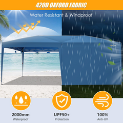 HOTEEL Pop Up Canopy Party Tent for Backyard,10x20 Canopy with 6 Removable Sidewalls & 4 Sandbags,Waterproof Easy Up Canopy Outdoor Tents for Parties,Weddings,Vendor Event,Patio,Blue(Top Reinforced)