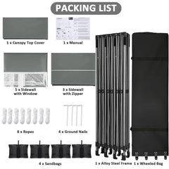 COBIZI 10'x30' Pop Up Canopy with 8 Sidewall, Heavy Duty Canopy UPF 50+ All Season Wind Waterproof Commercial Outdoor Wedding Party Tents