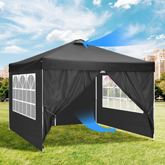 COBIZI Canopy 10x10 Waterproof Pop up Canopy Tent with 4 Sidewalls Outdoor Event Shelter Tent for Parties Sun Shade Party Commercial Canopy with Air Vent & Carry Bag, Black