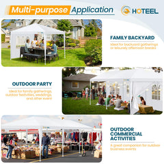 HOTEEL 10'x20' Canopy Party Tent with 4 Removable Sidewalls, Outdoor Tent for Parties, Event Tent, Large Canopy Tent for Weddings, Parties, Patio Camping Gazebo, All Season & Waterproof, White