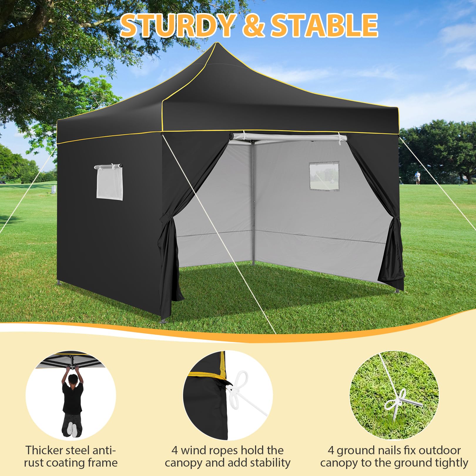 COBIZI 10'x10' Heavy Duty Pop Up  Canopy, Waterproof & UPF 50+, HZC36