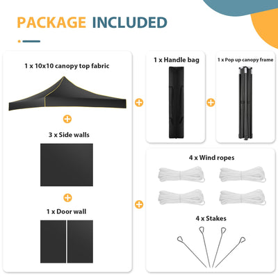 COBIZI 10'x10' Heavy Duty Pop Up  Canopy, Waterproof & UPF 50+, HZC36
