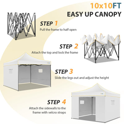 COBIZI 10' x10' Canopy Tent, Pop Up Canopy, Outdoor Tent with Mesh Window, Waterproof Instant Tents for Party