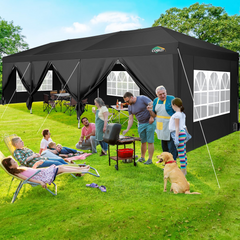 COBIZI 13‘ x 26' Heavy Duty Pop up Canopy with 6 Sidewalls, 2 Height Adjustable Commercial Tent,100% Waterproof Party Wedding Tent,Outdoor Gazebo with Wheeled Bag