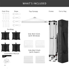COBIZI Canopy 10'x10' Waterproof Pop up Canopy Tent with 4 Sidewalls Outdoor Event Shelter Tent for Parties Sun Shade Party Commercial Canopy