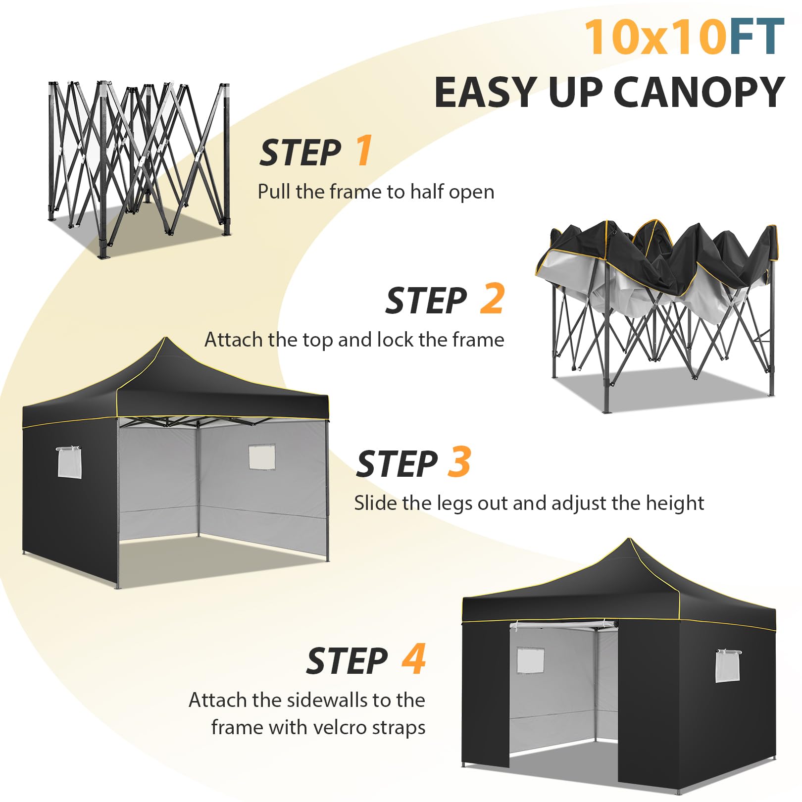 COBIZI 10'x10' Heavy Duty Pop Up  Canopy, Waterproof & UPF 50+, HZC36
