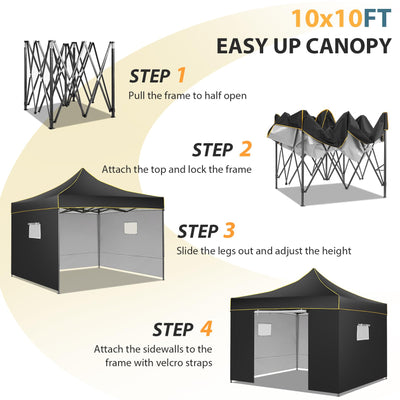 COBIZI 10'x10' Heavy Duty Pop Up  Canopy, Waterproof & UPF 50+, HZC36