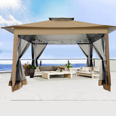 COBIZI 12'x12' Outdoor Pop-up Gazebo Canopy with Mosquito Netting 2-Tiered Vented Top 3 Adjustable Height for Backyard, Garden, Lawn