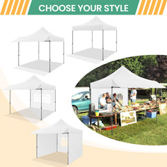 COBIZI 10'x10' Pop Up Canopy Tent with Awning & Sidewalls, Commercial Canopy Tents Instant Waterproof, UPF 50+ Sun Shade for Outdoor, Parties, Markets (White)