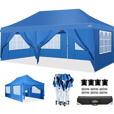 COBIZI 10'x20' Pop Up Waterproof Party Tent Canopy with 6 Removable Sidewalls AMA005924