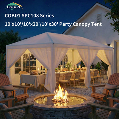 COBIZI 10'x20' Canopy Party Tent with 4 Removable Sidewalls White SPC108