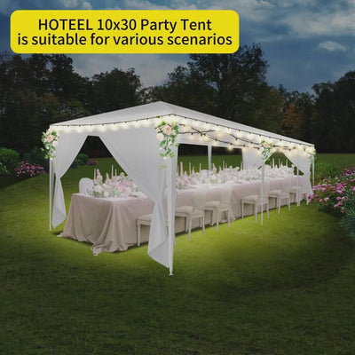 HOTEEL 10'x10'¡¢10'x20'¡¢10'x30' Canopy Party Tent with 4 Removable Sidewalls, Outdoor Tent for Parties, Event Tent, Large Canopy Tent for Weddings, Parties, Patio Camping Gazebo, All Season & Waterproof, White