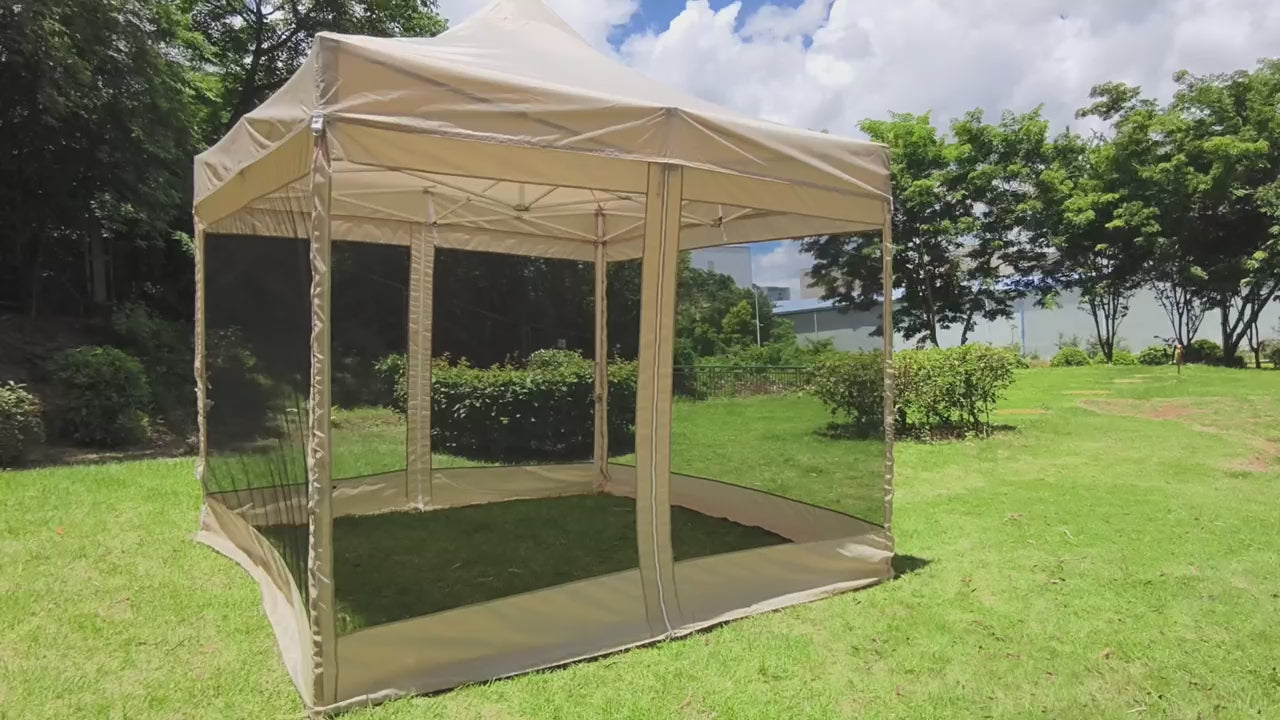 COBIZI 10'x10' Heavy Duty Canopy Tent, Pop up Gazebo with Netting Screened ,Waterproof Ez up Canopy with Sidewalls, Outdoor Instant Party Tent for Backyard,Blue