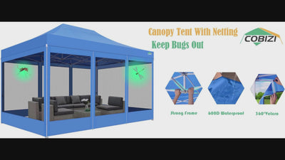 COBIZI 10'x20' Heavy Duty Canopy Gazebo, Ez up with 6 Netting Sidewalls SPC97