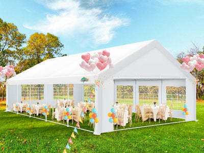 COBIZI 16'x32' Heavy Duty Large Canopy Tent with 14 Church Windows & 10 Sidewalls SPC82