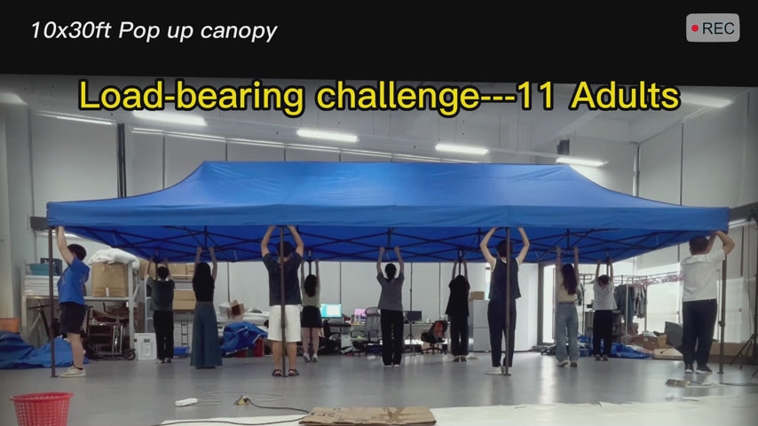 Load video: COBIZI Heavy Duty 10'x30' Commercial Tent, Pop up Canopy for Parties, Wedding,Waterproof Gazebos with 8 Sidewalls,Black