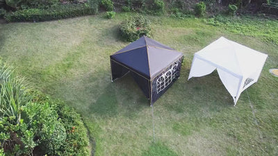 COBIZI  10'x10' Pop up Canopy Tent Commercial Instant Canopy with 4 Sidewalls & Carry Bag 4 Stakes & Ropes & Sandbags Portable Tent for Parties Beach Camping Party Event Shelter Sun Shade