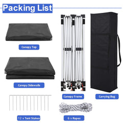 YUEBO 10'x20' Ez Pop Up Canopy Tent Commercial Instant Canopies with 6 Removable Side Walls Portable & Carrying Bag for Patio Picnic Carport Party Wedding, Black