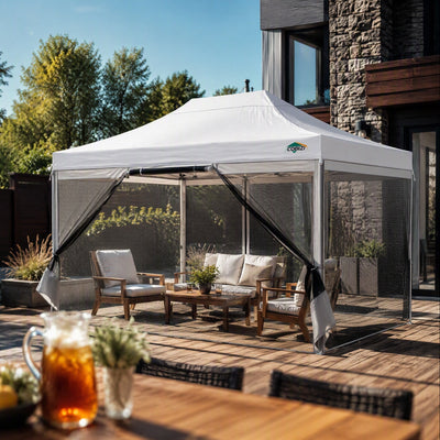 COBIZI 10'x15' Heavy Duty Pop Up Canopy Gazebo with Netting Screened SPC112