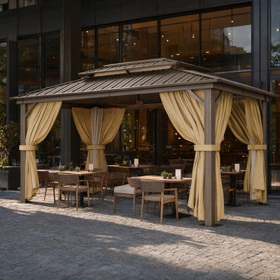 COBIZI 10'x15'  Heavy Duty Hard Top Gazebo with Curtains & Netting SPC274BR
