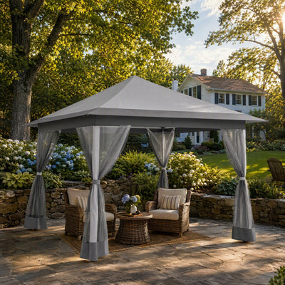 COBIZI 12'x12' Pop-up Gazebo Canopy, Durable Gazing Pavilion with Mosquito Netting SPC149