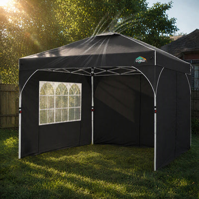 Cobizi 10'x10' One Push Central Button  Pop Up Canopy Tent with Air Vent, 3 Sidewalls & Reflective Strip SPC141