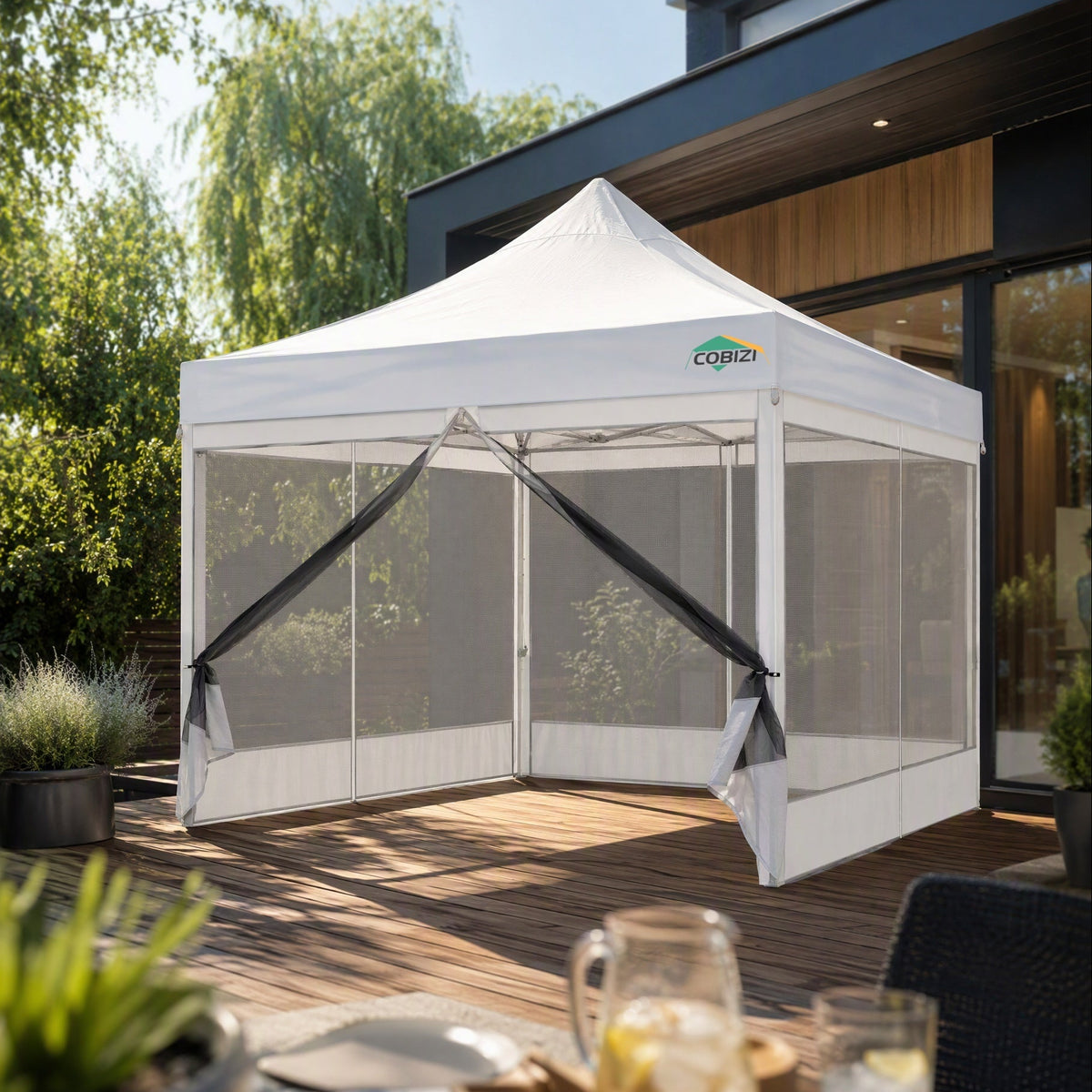 COBIZI 10'x10' Heavy Duty Pop up Canopy Gazebo with Netting Screened SPC111