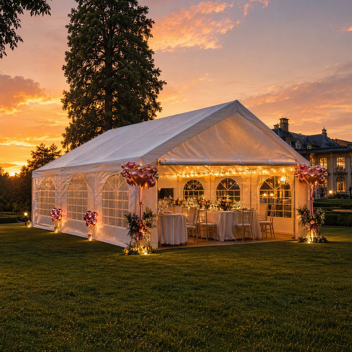 COBIZI 20'x40' Heavy Duty  Party Canopy with 12 Sidewalls & Built-in Sandbags SPC168