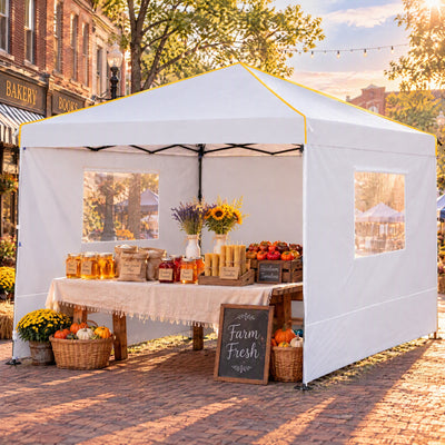COBIZI 10'x10' Pop Up Outdoor Canopy with 4 Removable Sidewall and Mesh Windows HZC48