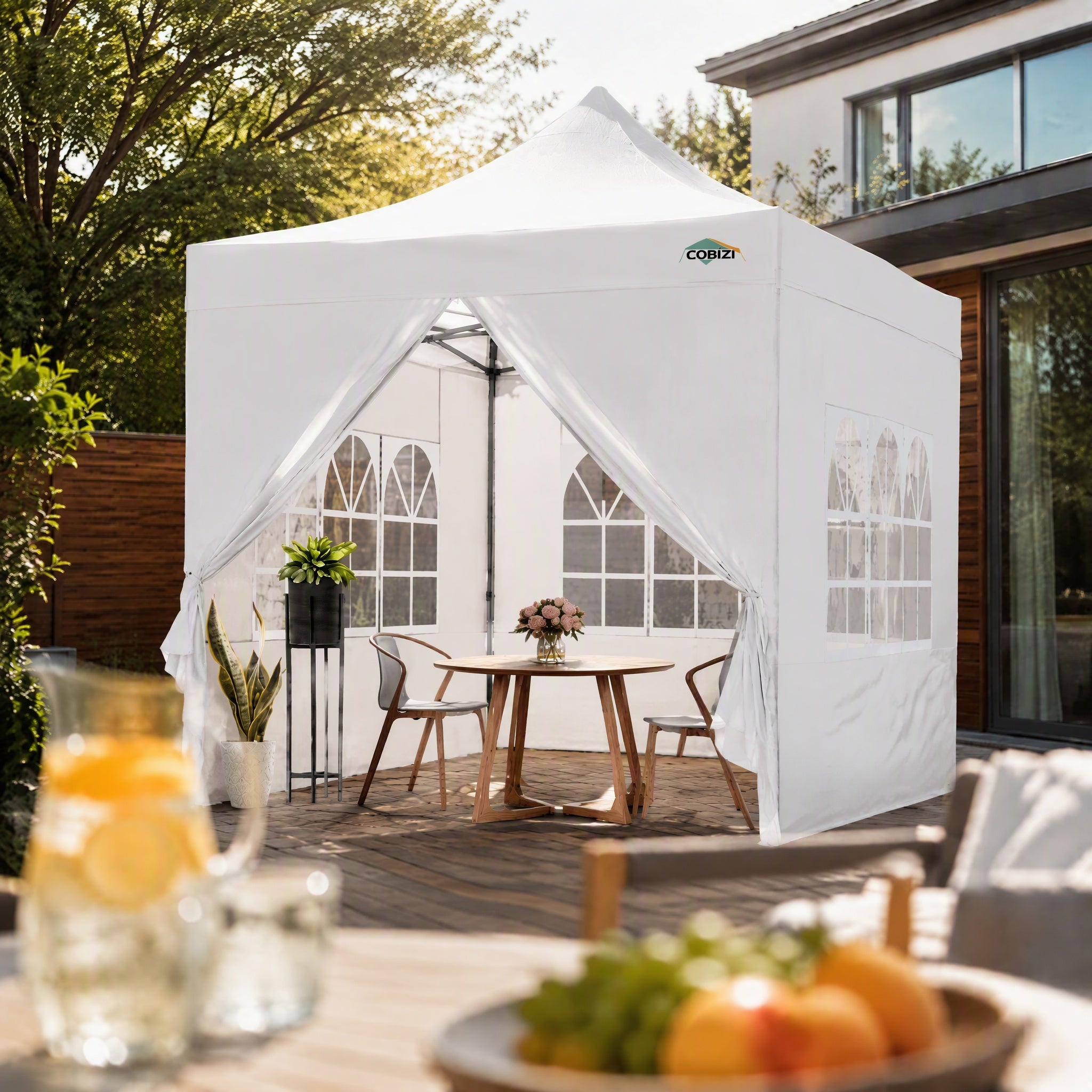 COBIZI 10'x10' Heavy Duty Pop Up Canopy with Sidewalls & 3 Adjustable Heights, SPC26