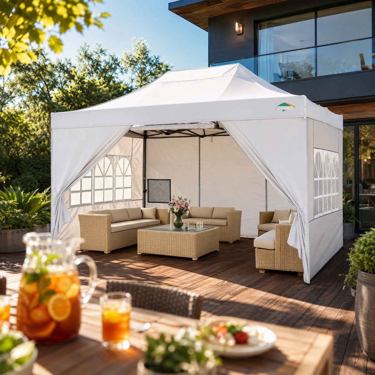 COBIZI 10'x15' Heavy Duty Pop Up Canopy with 4 Sidewalls & 3 Adjustable Heights AMA5913