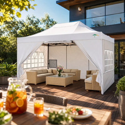 COBIZI 10'x15' Heavy Duty Pop Up Canopy with 4 Sidewalls & 3 Adjustable Heights AMA5913