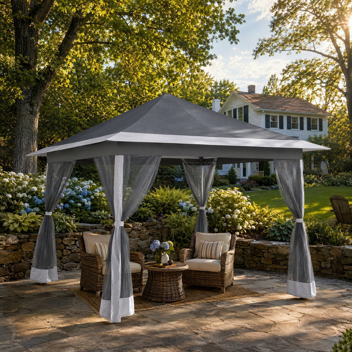 COBIZI 12'x12' Pop-up Gazebo Canopy, Durable Gazing Pavilion with Mosquito Netting SPC149