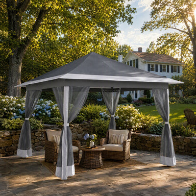 COBIZI 12'x12' Pop-up Gazebo Canopy, Durable Gazing Pavilion with Mosquito Netting SPC149