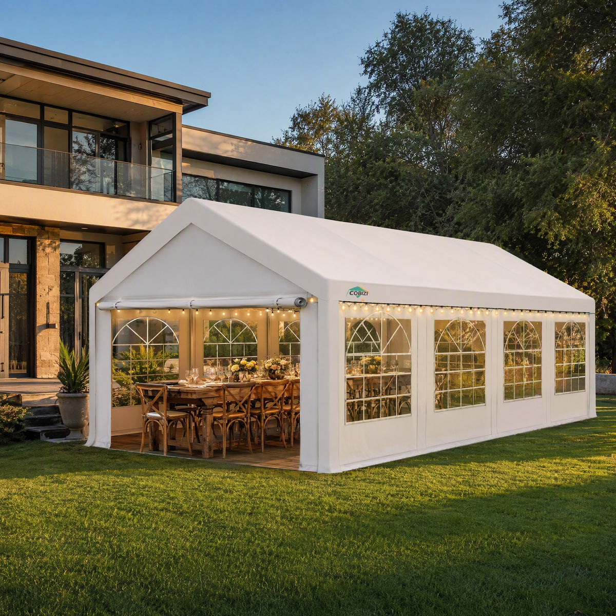 COBIZI 13'x26' Heavy-Duty Event Canopy With Removable Sidewall Windows SPC102