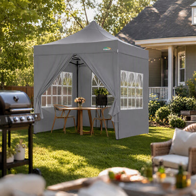 COBIZI 10'x10' Heavy Duty Pop Up Canopy with Sidewalls & 3 Adjustable Heights, SPC26