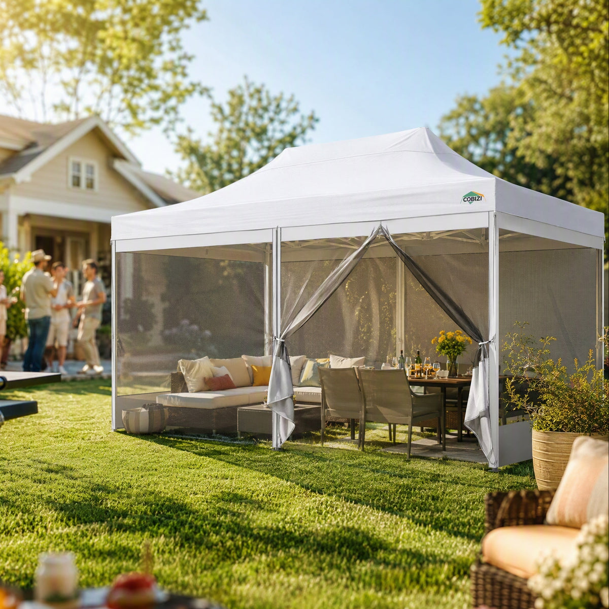 COBIZI 10'x20' Heavy Duty Canopy Gazebo, Ez up with 6 Netting Sidewalls SPC97