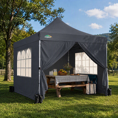 COBIZI 10'X10' Pop Up Canopy With 4 Sidewalls & Carry Bag SPC135