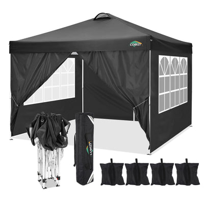 COBIZI Pop Up Canopy Shade Waterproof Tent 10'x10' With Sidewalls Vent SPC201