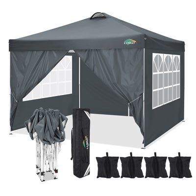 COBIZI Pop Up Canopy Shade Waterproof Tent 10'x10' With Sidewalls Vent SPC201