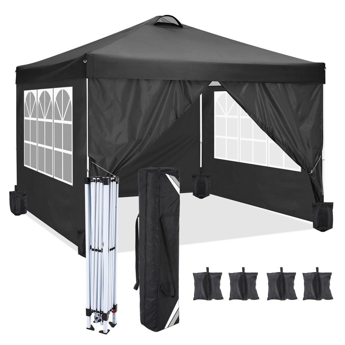 COBIZI Canopy 10'x10' Waterproof Pop up Canopy Tent with 4 Sidewalls Outdoor Event Shelter Tent for Parties Sun Shade Party Commercial Canopy