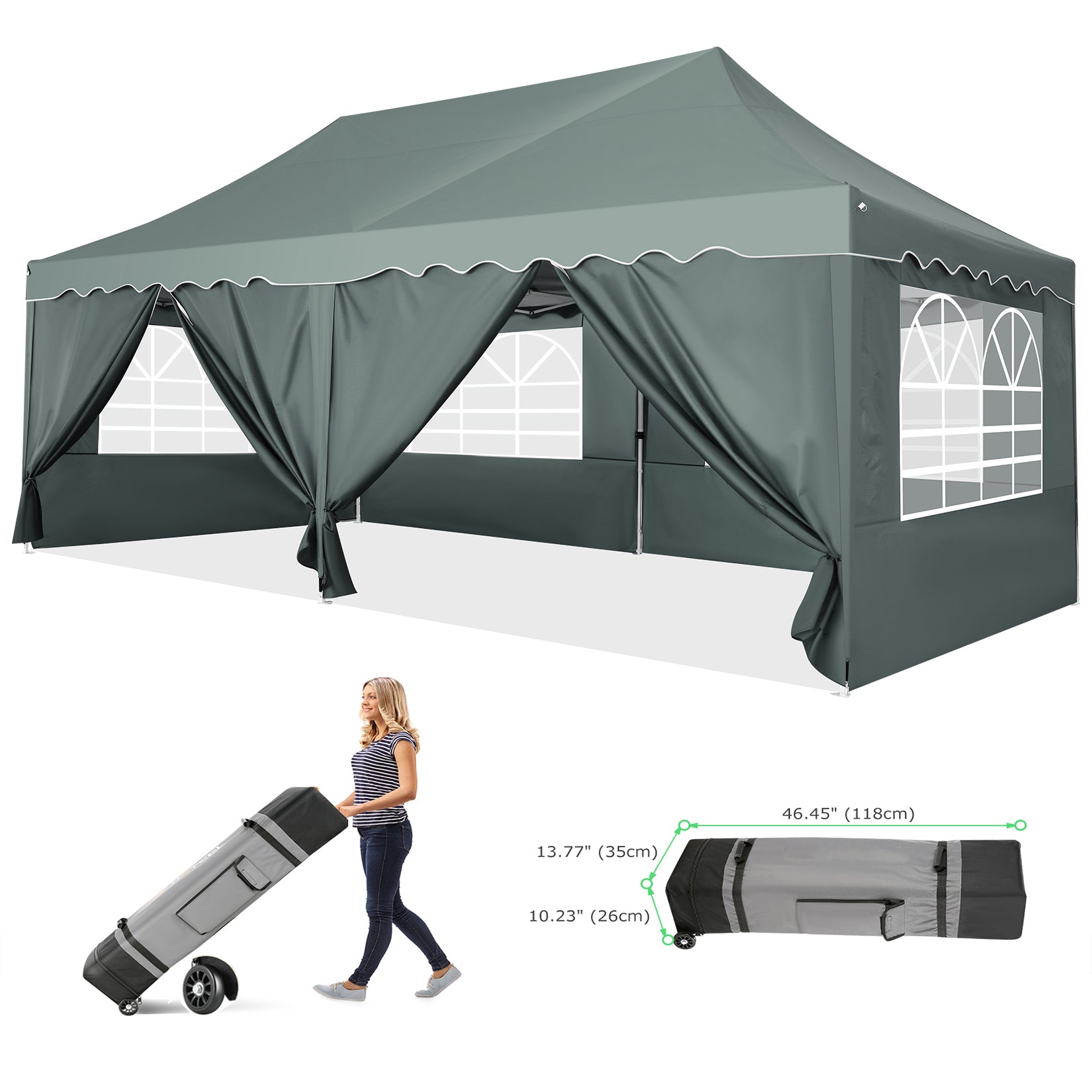 HOTEEL Canopy 10'x20' Pop Up Canopy Tent Heavy Duty Waterproof Adjustable Commercial Instant Canopy Outdoor Party Canopy Parties,Wedding,Outside Patio,Event,Backyard,Blue
