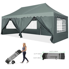 HOTEEL Canopy 10'x20' Pop Up Canopy Tent Heavy Duty Waterproof Adjustable Commercial Instant Canopy Outdoor Party Canopy Parties,Wedding,Outside Patio,Event,Backyard,Blue